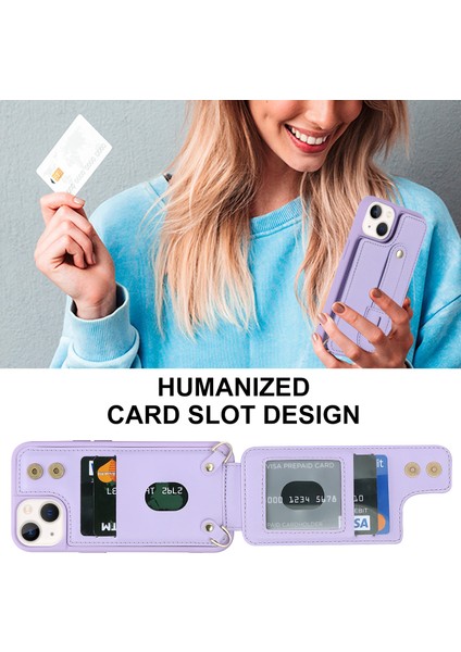 Iphone 15 Plus Kart Yuvaları Için Kickstand Kutusu Pu Deri Kaplı Tpu Telefon Kapağı Omuz Askılı-Mor ile (Yurt Dışından) fırsatları