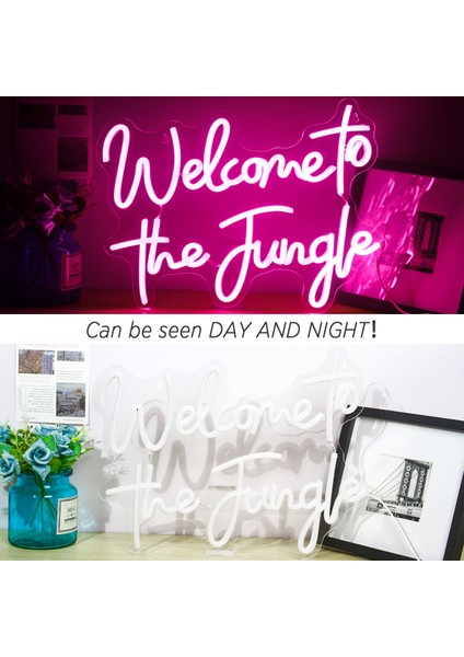 5W Tarzı Yeşil Ormana Hoş Geldiniz Neon Burcu LED Işık Yatak Odası Ev Ofis Parti Odası Duvar Süslemeleri Neon Sanat Tabela 4 Renk Gece Lambası (Yurt Dışından) fırsatları