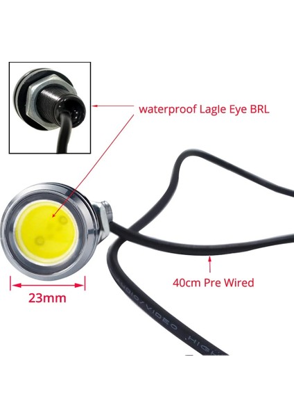 Mavi 2 Adet Yeni 23MM Araba Kartal Göz Gümüş Kabuk Drl LED Gündüz Farları LED 12V Yedekleme Geri Vites Park Sinyali Otomobil Lambası (Yurt Dışından) modelleri