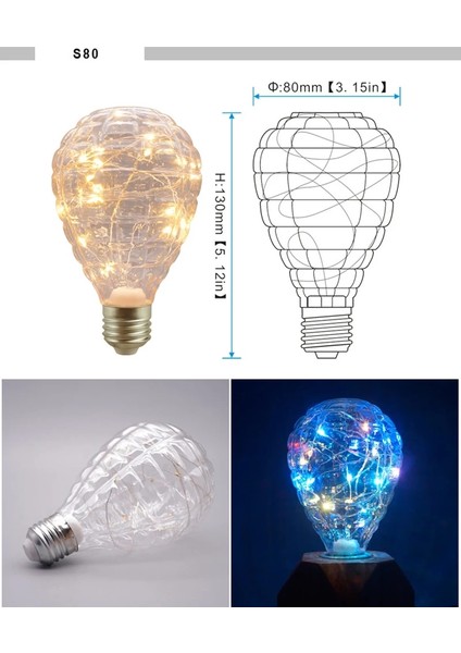 T98 Tarzı S80 E27 LED Edison Dize Ampul Ac Retro Edison LED Bakır Tel Ampul A60 A80 G80 Ev Dekor Tatil Gece Lambası Lambası (Yurt Dışından)