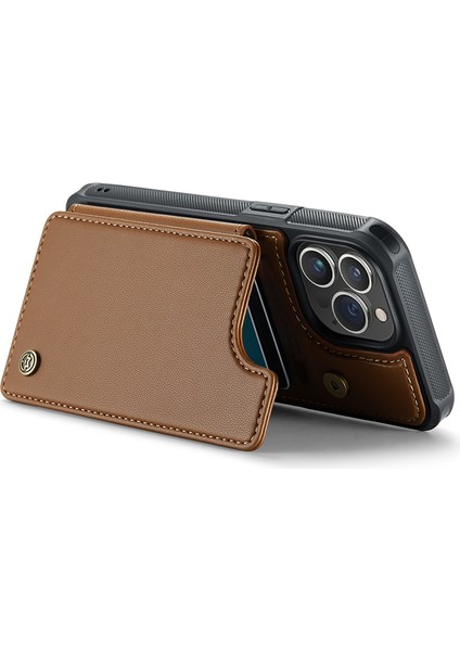 Iphone 13 Pro Case Için Litchi Doku Telefon Kapağı 4 Kart Yuvası-Brown (Yurt Dışından)