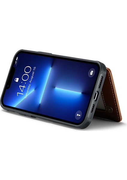 Iphone 13 Pro Case Için Litchi Doku Telefon Kapağı 4 Kart Yuvası-Brown (Yurt Dışından)