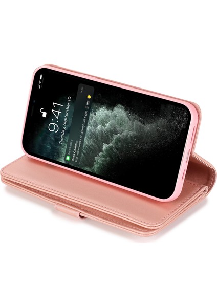 Iphone 12/12 Pro Kasa Glitter Powder Fermuar Cep 9 Kart Tutucu Deri Kapak Golü Altın (Yurt Dışından)