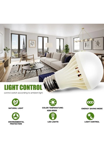 9W 220V E27 LED Ampul Hareket Sensörü Akıllı Ampul Ses Kontrolü LED Işık Banyo Merdiven Gece Acil Ev Aydınlatma (Yurt Dışından)
