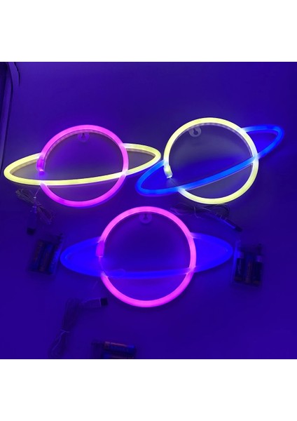 No.4 Boyutu LED Eliptik Gezegen Şekilli Neon Işık Renkli Gökkuşağı Neon Burcu Odası Ev Partisi Düğün Dekorasyon Için Noel Hediyesi Neon Lamba (Yurt Dışından) fırsatları