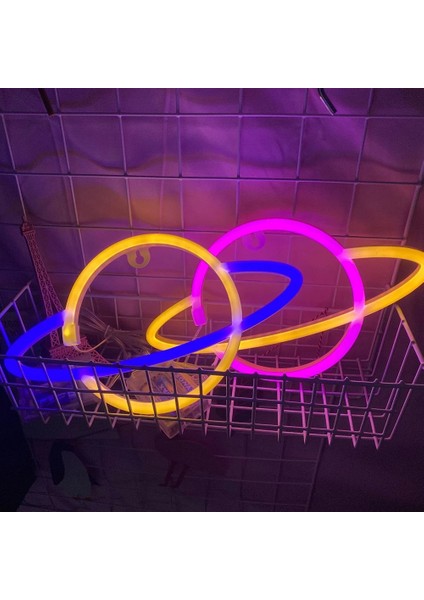 No.4 Boyutu LED Eliptik Gezegen Şekilli Neon Işık Renkli Gökkuşağı Neon Burcu Odası Ev Partisi Düğün Dekorasyon Için Noel Hediyesi Neon Lamba (Yurt Dışından) indirimleri