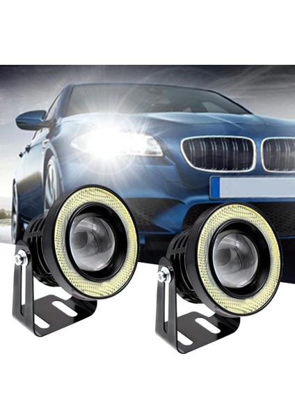 64MM Tarzı Beyaz 2 Adet Melek Gözü Cob LED Otomatik Sis Farları Otomatik Evrensel Gündüz Farı Beyaz Kırmızı Mavi Far 30W Dc 12V (Yurt Dışından) fiyatları