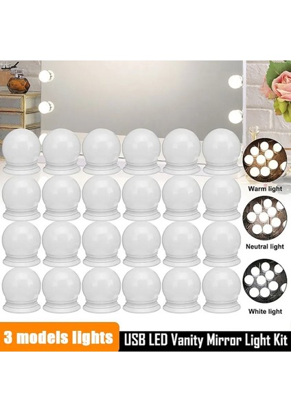 4 Adet Hollywood Tarzı LED Ampuller Vanity Makyaj Tuvalet Masası USB Ayna Işıkları Kiti (Yurt Dışından)