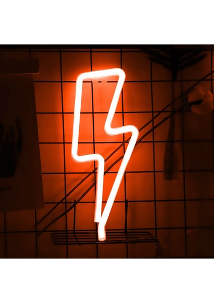 Kırmızı LED Neon Yıldırım Şekilli Burcu Flaş Neon Işık Duvar Lambası Dekoratif USB Asılı Işık Ev Odası Düğün Parti Için (Yurt Dışından)