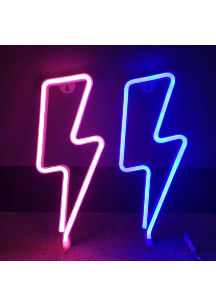 Pembe LED Neon Yıldırım Şekilli Burcu Flaş Neon Işık Duvar Lambası Dekoratif USB Asılı Işık Ev Odası Düğün Parti Için (Yurt Dışından)
