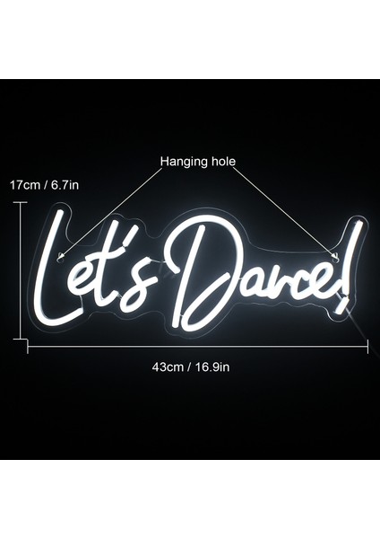 Beyaz Lets Dans Neon Burcu LED Lambalar Bahçe Doğum Günü Kutlamak Bar Mağaza Kulübü Pub Balo Parti Estetik Sanat Duvar Dekor Hediye USB Lambalar (Yurt Dışından)
