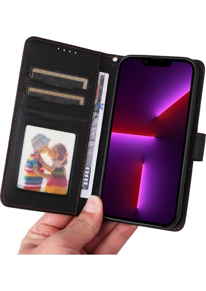 Iphone 13 Pro Case Çıkarılabilir 2'si Deri Kapak Anti-Fall Cüzdan Kabuk Black Için (Yurt Dışından)