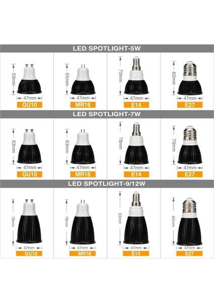 MR16 Tarzı 9W E27 E14 MR16 GU10 Lampada LED Ampuller 220V 240V Bombillas 5W 6W 7W 9W 12W LED Lamba Spot LED Smd LED Spot Işık (Yurt Dışından)