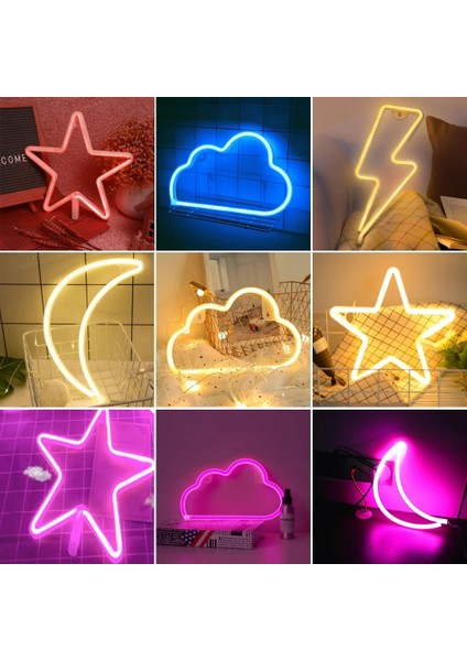 No.7 Boyutu LED Yıldız Neon Işıkları Clound Ay Neon Burcu Gece Lambası Noel Partisi Düğün Duvar Dekorasyon Gece Lambası Ev Hediye (Yurt Dışından) fiyatları