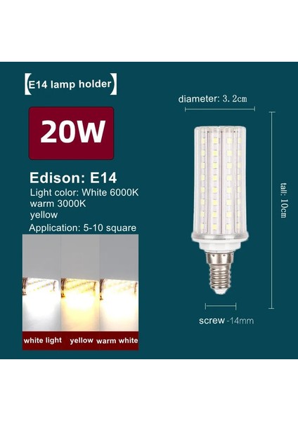 E14-24W Tarzı E14-20W E14 E27 LED Ampul 220V Mısır Lambası Bomba 110V 10W 20W 24W LED Lamba Yatak Odası Oturma Odası Dekoratif Aydınlatma (Yurt Dışından)