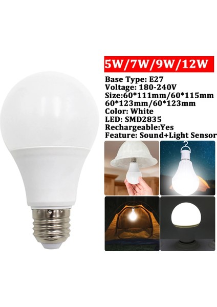 7W Tarzı Beyaz E27 5W 7W 9W 12W Akıllı Ampul Acil Durum Led'i Ampuller Şarj Edilebilir Lamba Sihirli Ampuller Ev Için Açık Kamp Aydınlatma Lambası (Yurt Dışından)