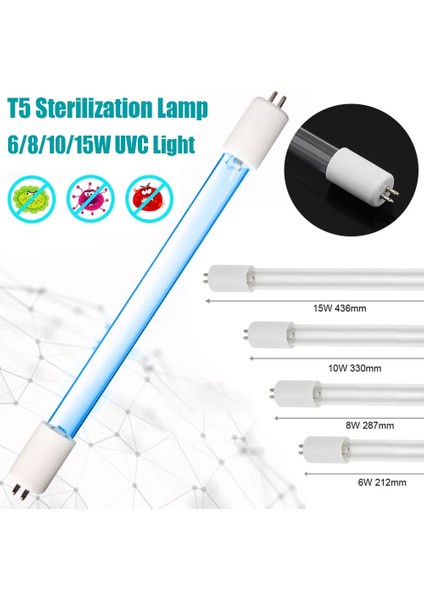 10W Kuvars Uv Sterilizatör Lambası 6W 8W 10W 15W T5 Tüp G5G13 Hava Dezenfeksiyonu Için Düz Boru Tipi ile Ultraviyole Filtre Işığı (Yurt Dışından)