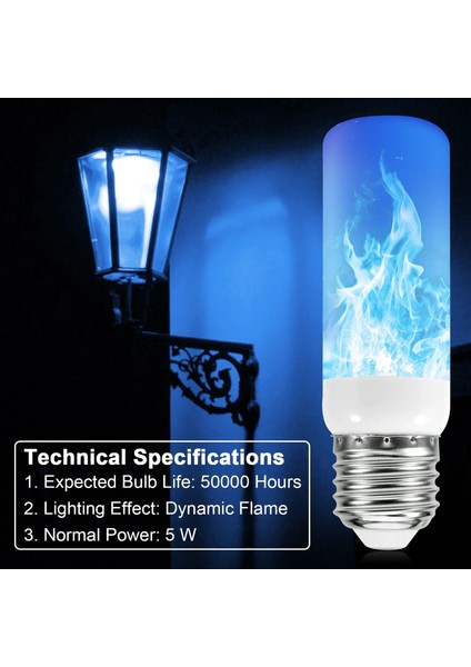 B22 Tarzı Mavi E12E14E27B22 5 W LED Yangın Alev Ampul Işıkları 3 Modları Dinamik Titrek Etkisi Lambası Kapalı Açık Ev Partisi Dekorasyon Için (Yurt Dışından)