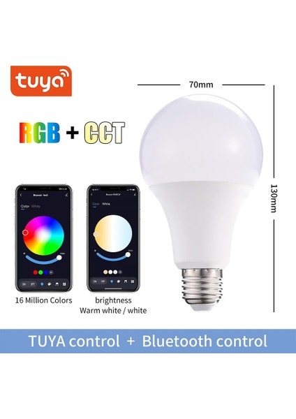 B22-15W 15W Tuya Bluetooth Akıllı LED Ampul E27 E26 B22 Rgb Kısılabilir Sihirli Ampul 110V 220V Rgbcw LED Lamba Ampuller Tuya App ile Çalışmak (Yurt Dışından)