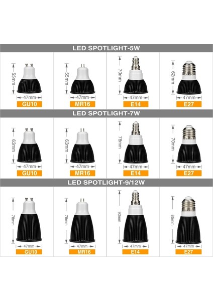 E14 Stili 9W E27 E14 MR16 GU10 Lampada LED Ampuller 220V 240V Bombillas 5W 6W 7W 9W 12W LED Lamba Spot LED Smd LED Spot Işık (Yurt Dışından)