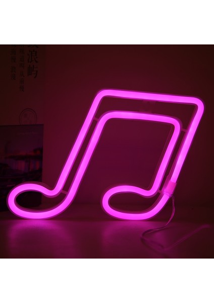 Pembe Neon Tabelalar Gece Lambası Neon LED Nota Gece Işıkları Çocuk Odası Duvar Çocuk Yatak Odası Parti Düğün Dekorasyon Neon Lamba (Yurt Dışından)