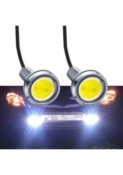 Beyaz 2 Adet Yeni 23MM Araba Kartal Göz Gümüş Kabuk Drl LED Gündüz Farları LED 12V Yedekleme Geri Vites Park Sinyali Otomobil Lambası (Yurt Dışından) fiyatları