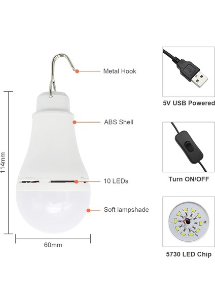 Beyaz Enerji Tasarruflu LED Ampul 5V Powered Taşınabilir USB Küre Ampul Gece Lambası Kanca Anahtarı ile Kamp Yürüyüş Balıkçılık Için (Yurt Dışından) modelleri