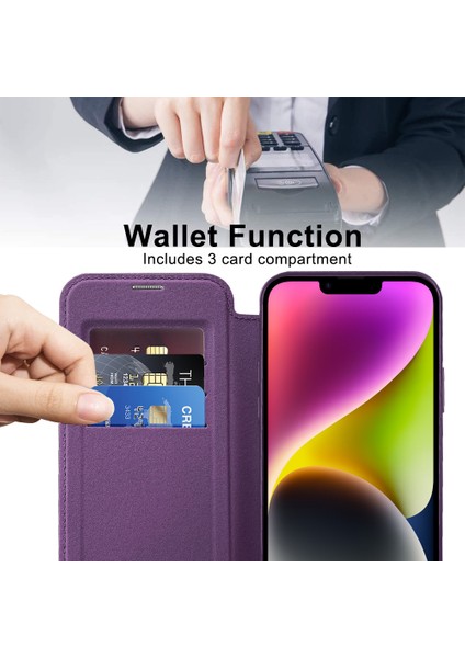iPhone 14 Plus Için Dahili Lens Film Deri Kart Tutucu Telefon Kılıfı Rfıd Blowantıctıon Bilgi Koşuk Kapak Magsafe-Pınk Ile Ilgili (Yurt Dışından) fiyatları