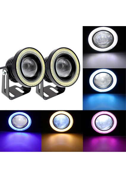 64MM Tarzı Mavi 2 Adet Melek Gözü Cob LED Otomatik Sis Farları Otomatik Evrensel Gündüz Farı Beyaz Kırmızı Mavi Far 30W Dc 12V (Yurt Dışından) modelleri
