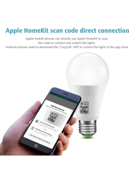 Ev Kiti Mfı Sertifikalı Homekit LED Akıllı Wifi Ampul E27 Akıllı Alexa Lambası Siri Alexa Google Home ile Çok Renkli Kısılabilir LED Ampul (Yurt Dışından)