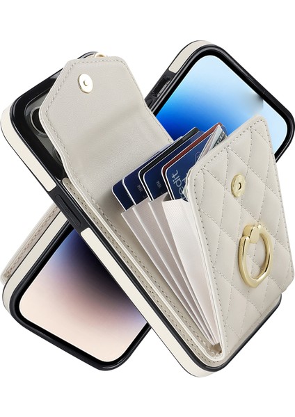 Iphone 13 Pro 6.1 Inç Rfıd Için Pu Deri Bloke+Tpu Telefon Kılıfı Çoklu Kart Yuvaları Halk Kickstand Cover-Beige (Yurt Dışından) fırsatları