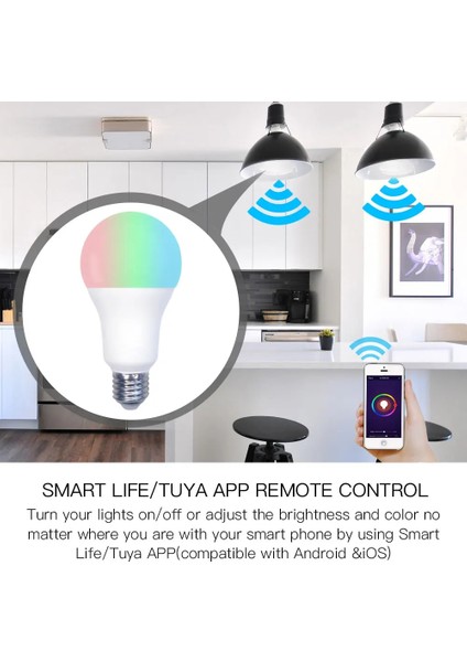 Moes Tarzı 220V Moes Wifi Akıllı LED Ampul Kısılabilir Lamba 14W Rgb C+W E27 Renk Değiştirme Tuya Akıllı Uygulama Kontrolü Alexa Google LED ile Çalışmak (Yurt Dışından)
