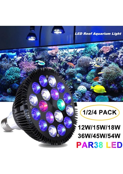 54W Tarzı 45W Paketi LED Akvaryum Ampul PAR38 Spot Ampul LED Akvaryum Aydınlatma Ampul Balık Tankı Için Tam Spektrum (Yurt Dışından)