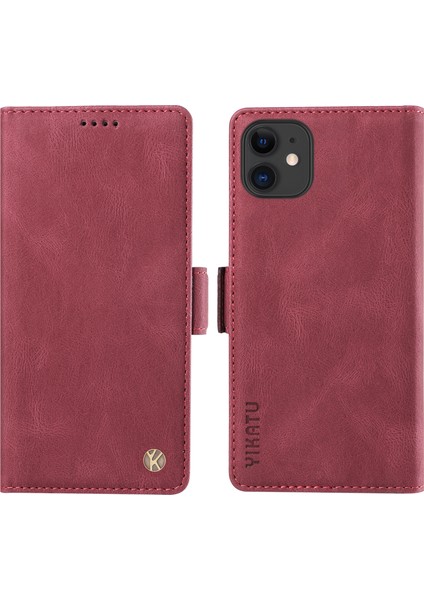 Iphone 11 Cüzdan Stand Cilt Touch Phone Case-Wine Kırmızı (Yurt Dışından)