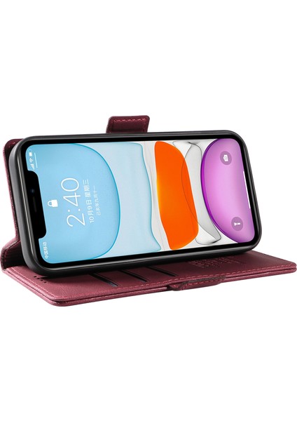 Iphone 11 Cüzdan Stand Cilt Touch Phone Case-Wine Kırmızı (Yurt Dışından) modelleri