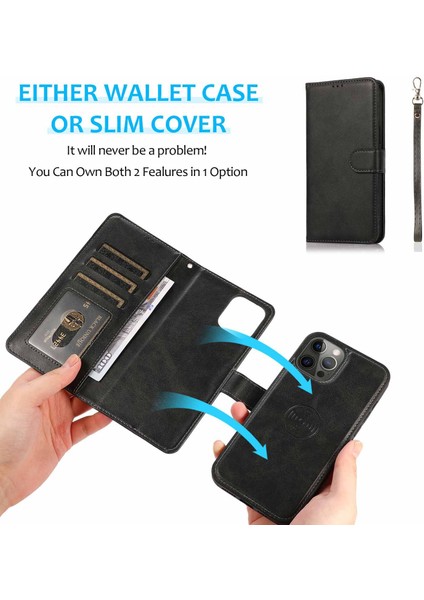 Iphone 15 Pu Deri Cüzdan Için Telefon Kılıfı Stand 2'si 1 Arada Söndürülebilir Manyetik Kapak Kayış Mavisi (Yurt Dışından)
