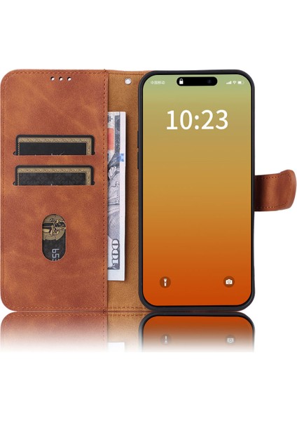 Cüzdan Telefon Kapağı Iphone 15 Pro Cilt Touch Pu Deri Stand Cep Telefonu Vaka-Brown (Yurt Dışından) modelleri