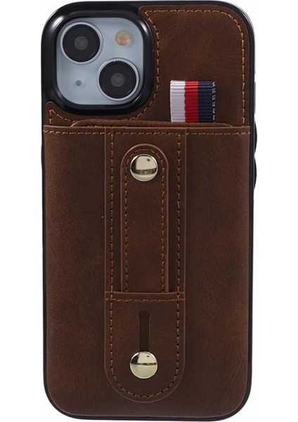 Iphone 13 6.1 Inç Kasa Retro Pu Deri+Tpu Kickstand Telefon Kapağı Kart Yuvaları-Kahverengi (Yurt Dışından)