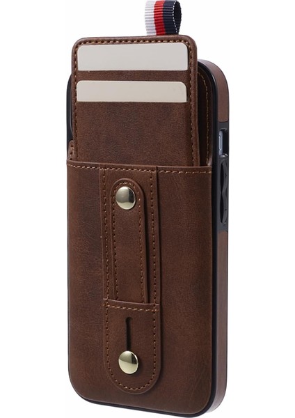 Iphone 13 6.1 Inç Kasa Retro Pu Deri+Tpu Kickstand Telefon Kapağı Kart Yuvaları-Kahverengi (Yurt Dışından) modelleri