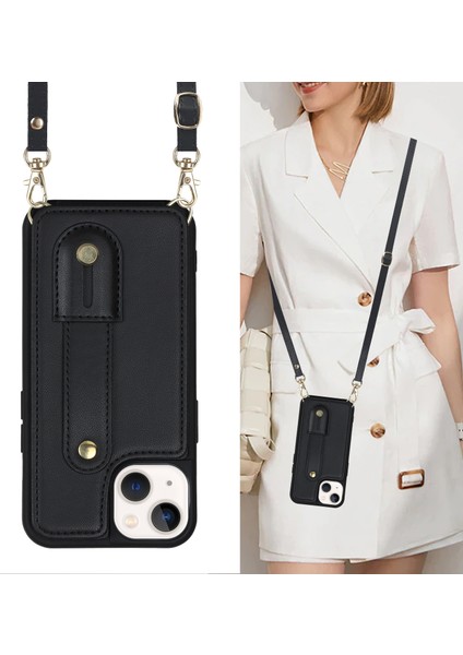 Iphone 15 Plus Kart Yuvaları Için Kickstand Kutusu Pu Deri Kaplı Tpu Telefon Kapağı Omuz Kayış-Siyah (Yurt Dışından) indirimleri