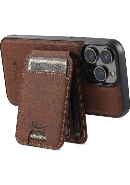 Iphone 13 Pro Max Için 6.7 Inç Manyetik Kılıflar Pu+Tpu Kart Tutucu Telefon Kapağı Magsafe-Brown ile Uyumlu (Yurt Dışından)