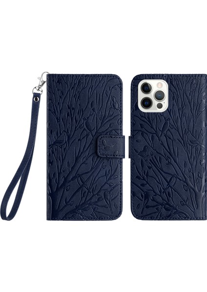 Iphone 13 Pro Cover Için Baskılı Pu Deri Cüzdan Cep Telefonu Kılıf Mavisi (Yurt Dışından)