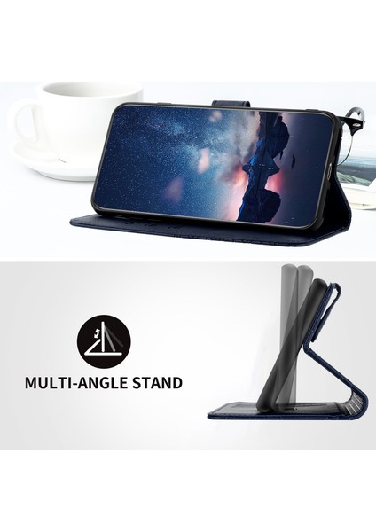 Iphone 13 Pro Cover Için Baskılı Pu Deri Cüzdan Cep Telefonu Kılıf Mavisi (Yurt Dışından)
