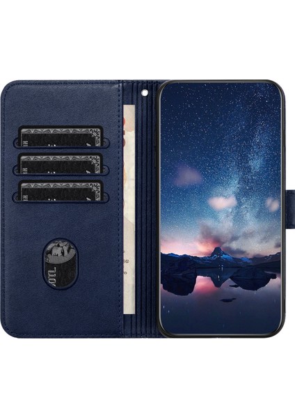 Iphone 13 Pro Cover Için Baskılı Pu Deri Cüzdan Cep Telefonu Kılıf Mavisi (Yurt Dışından)
