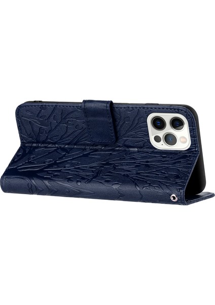 Iphone 13 Pro Cover Için Baskılı Pu Deri Cüzdan Cep Telefonu Kılıf Mavisi (Yurt Dışından)