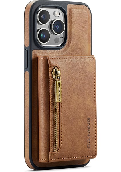 Iphone 13 Pro Vaka Magnetic Cüzdan Anti Drop Pu+Pc+Tpu Telefon Kapak-Kahverengi (Yurt Dışından)
