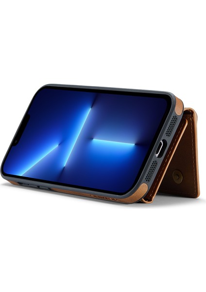 Iphone 13 Pro Vaka Magnetic Cüzdan Anti Drop Pu+Pc+Tpu Telefon Kapak-Kahverengi (Yurt Dışından)