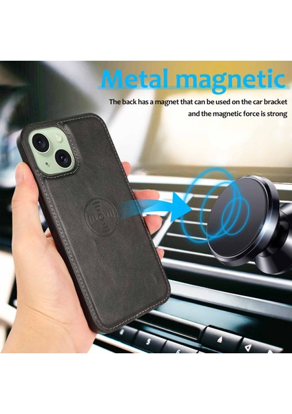 Iphone 15 Plus Pu Deri Cüzdan Stand Telefon Kılıfı Çıkarılabilir 2-1'ör Kapak Yeşili (Yurt Dışından)