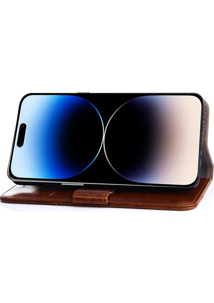 Iphone 15 Pro Geometrik Deri Telefon Kılıf Anti-Drop Stand Cüzdan Kapak Black Için (Yurt Dışından) modelleri
