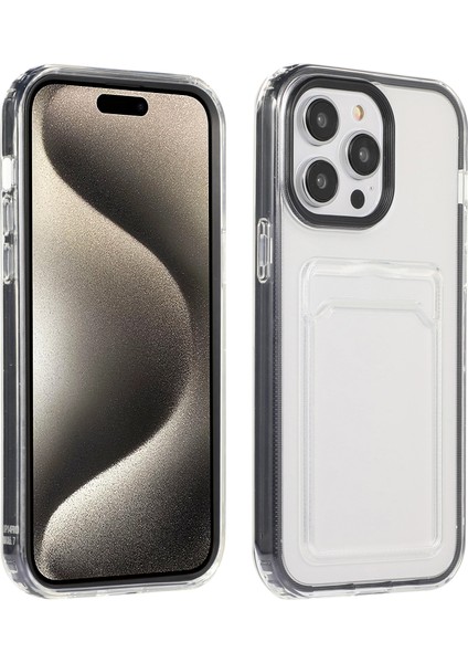 Iphone 15 Pro Clear Card Yuvası Kılıfı Tpu+Pc Koruyucu Telefon Kapağı Black (Yurt Dışından)
